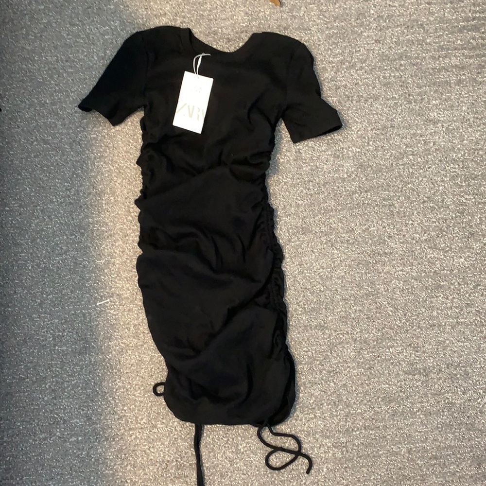 Ruched tie side bodycon dress